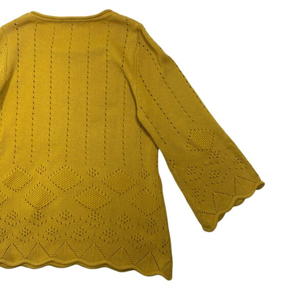 bell sleeve round neck long sleeve knit sweater yellow mustard Allison Sheri - Picture 5 of 12